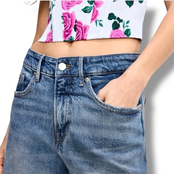 NWT Good American Good Ease Relaxed Jeans 18 Indigo $169 Wide-Leg Normcore - Picture 3 of 16